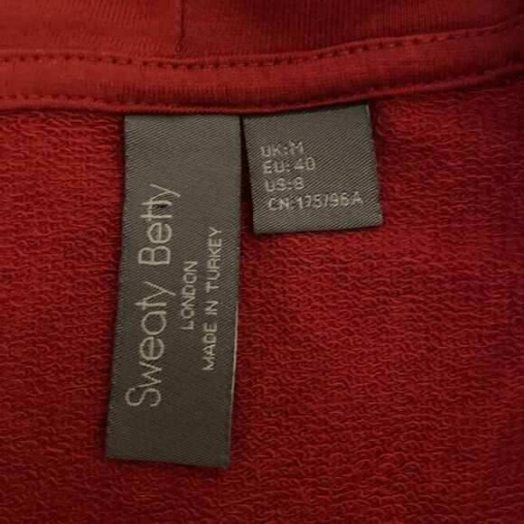 Sweaty Betty Relax Hoodie Sweatshirt V Neck Red Womens Size‎ 8 Medium - Picture 3 of 14